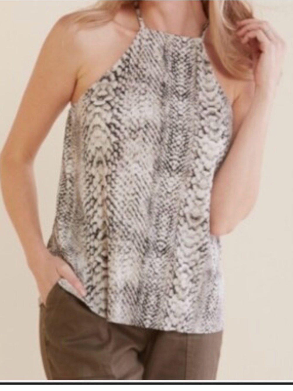 Allison Joy Neutral Snake-Print Halter Top